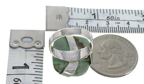 Authentic Sterling Silver Southwest Turquoise Jewelry Ring Size 7-1/4 RX88612
